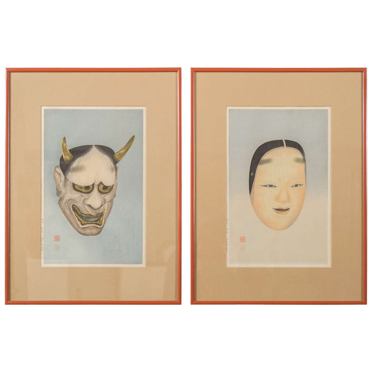 Pair of Japanese Mask Prints
