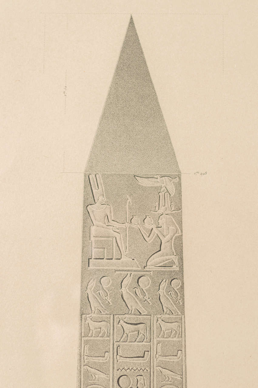 French Antique Copper Plate Engraving of the Luxor Obelisk For Sale 4