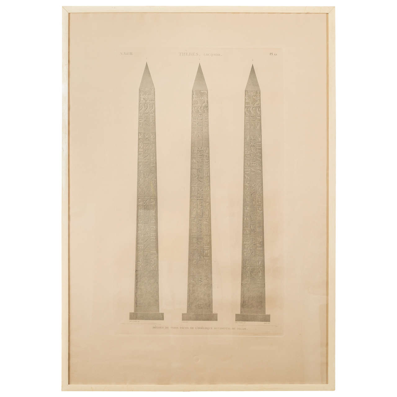 French Antique Copper Plate Engraving of the Luxor Obelisk For Sale
