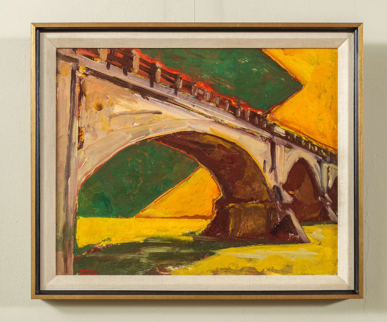 A bright oil on board by Clay Otto, Born in Burlington, IA on Nov. 28, 1891. Otto studied at Columbia University and was active as an architect in NYC prior to WWI. After the War he remained in France to study at Académie Julian. He moved to