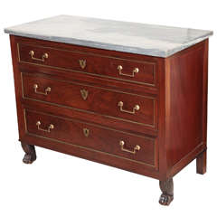 Late 18th Century French Mahogany and Marble Commode with Paw Feet