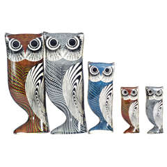 Vintage Set of Five Lucite Owls Designed by Abraham Palatnik