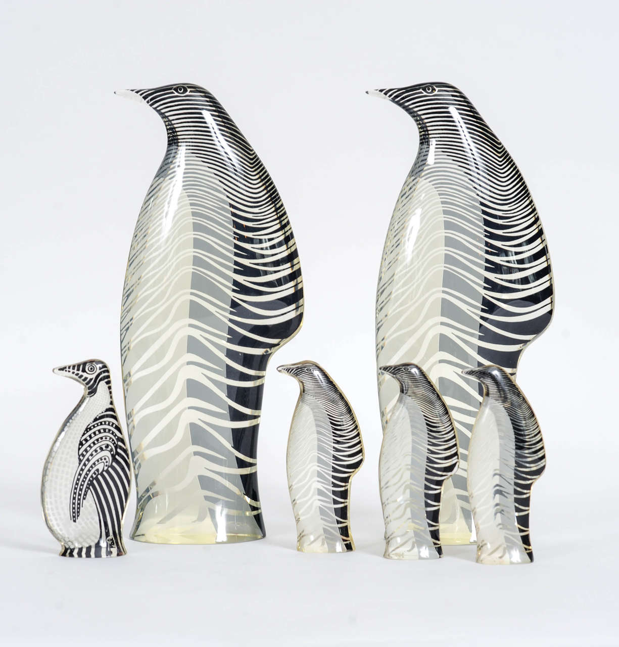 Brazilian Set of Six Lucite Penguins Designed by Abraham Palatnik