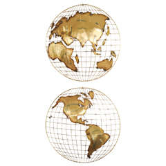 Vintage 'The World' Brass Map by Curtis Jeré