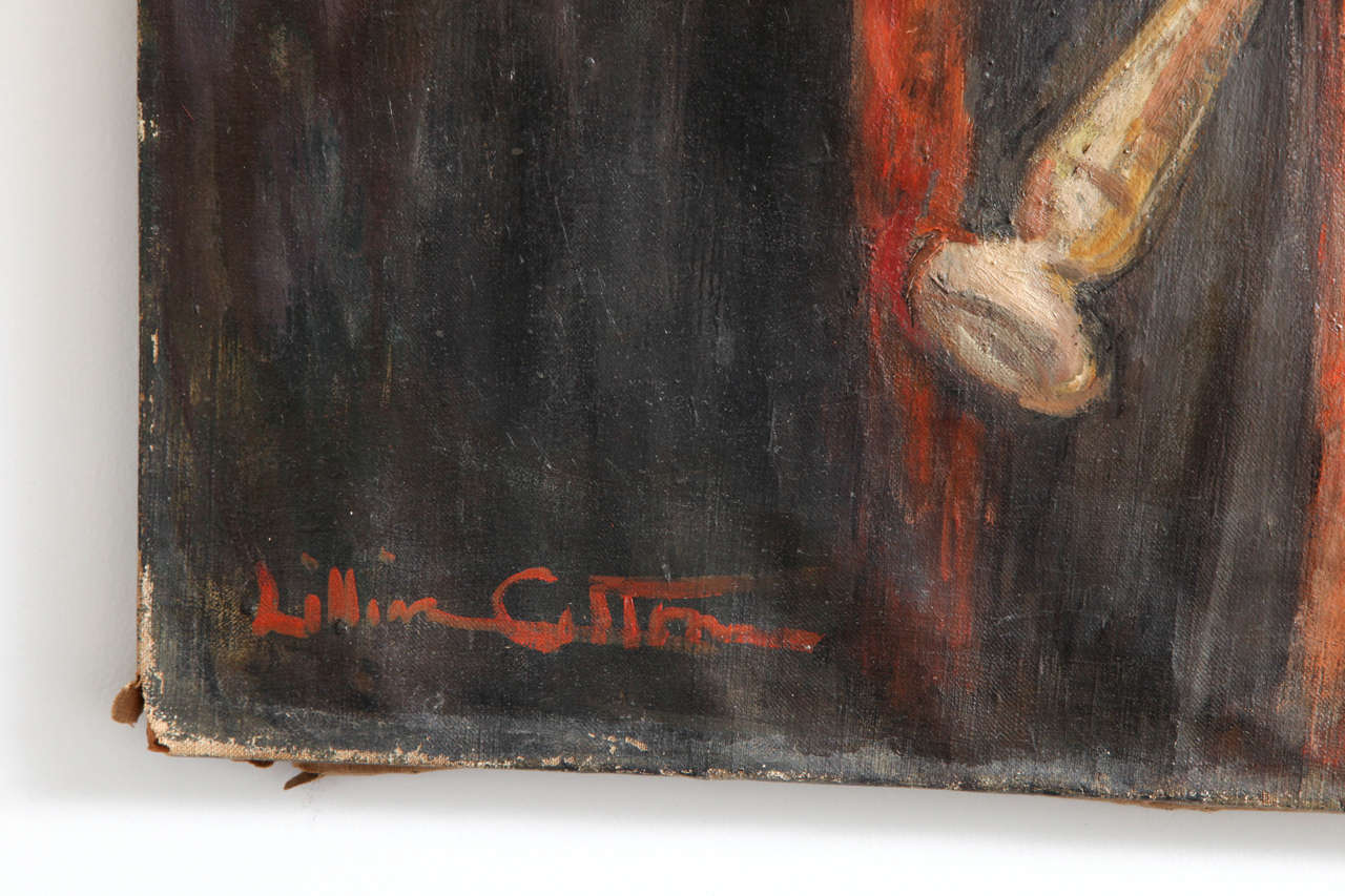 'Rain' Marlene Dietrich Portrait by Lillian Cotton Oil on Canvas In Good Condition In New York, NY