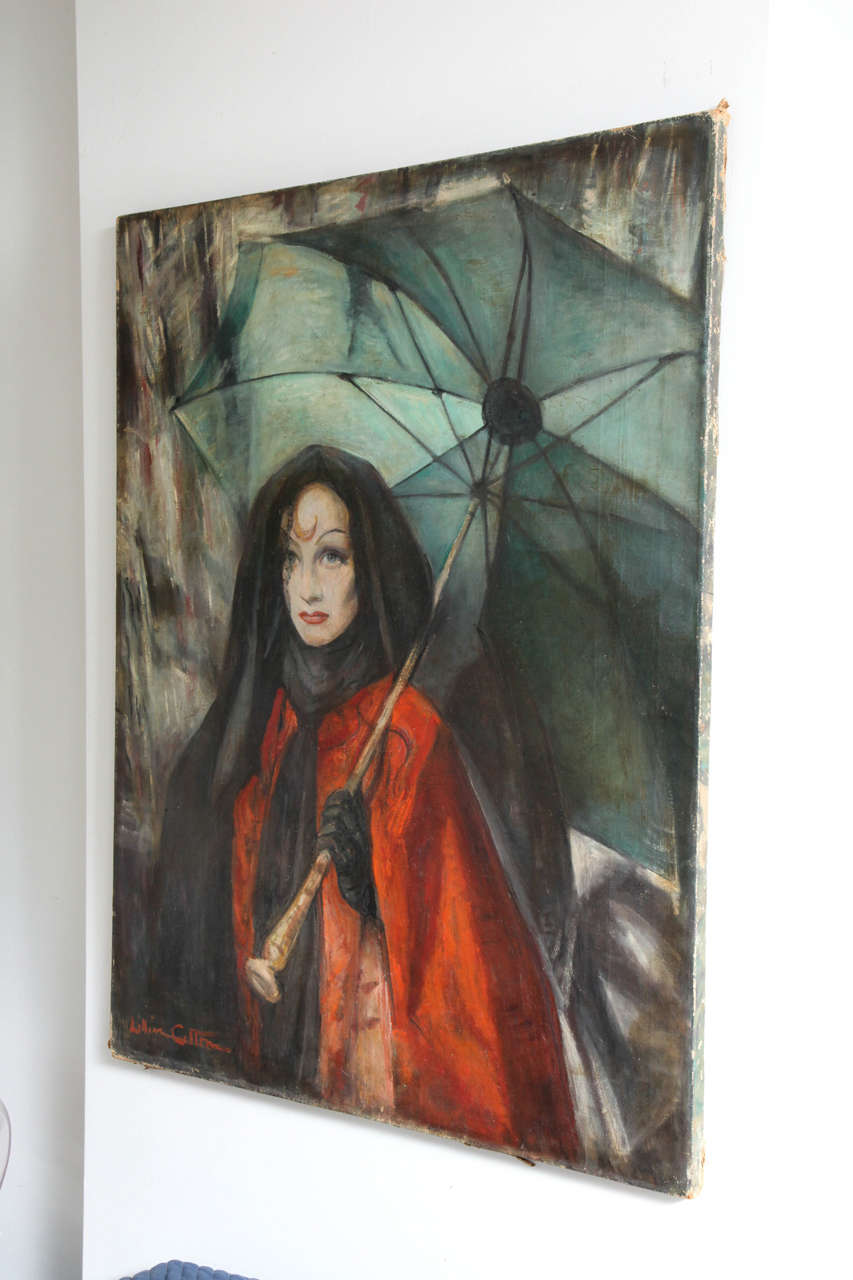 'Rain' Marlene Dietrich Portrait by Lillian Cotton Oil on Canvas 2