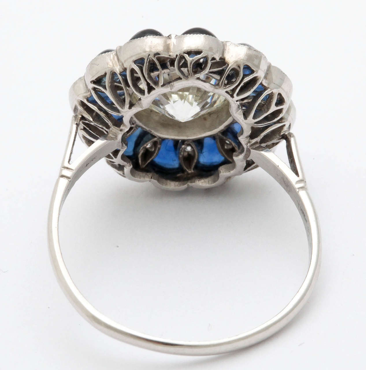 Art Deco Diamond and Sapphire Engagement Ring