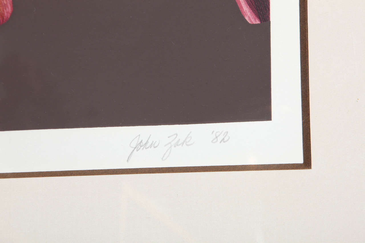 American John Zak Large Framed Lithograph of Orchid