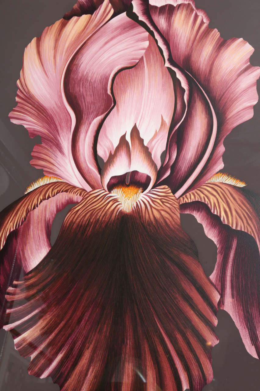 John Zak Large Framed Lithograph of Orchid 2