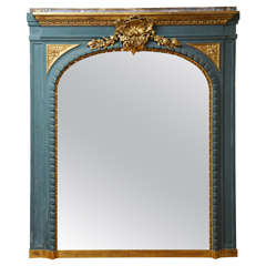 Neoclassical Mantel Mirror in Blue and Gold