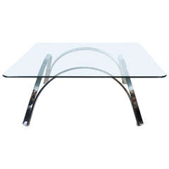 Chrome Coffee Table Base with Glass Top
