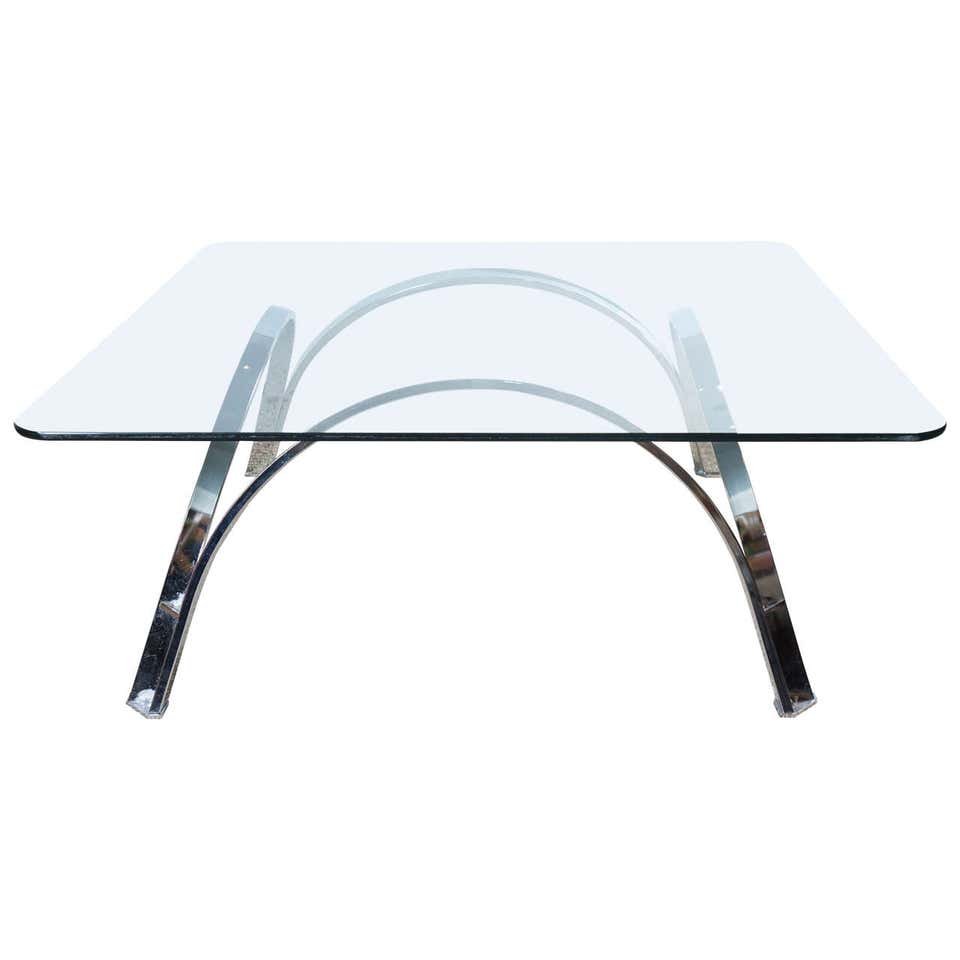 Brass Curved X Base Coffee Table at 1stdibs