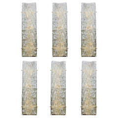 Set of Six Murano Glass Wall Sconces in the Style of Mazzega