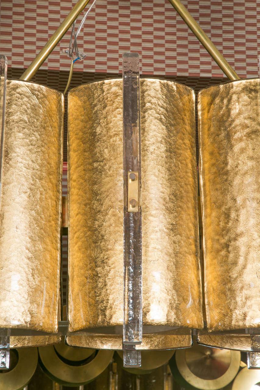 Gold Murano Glass Chandelier In Excellent Condition In Saint-Ouen (PARIS), FR