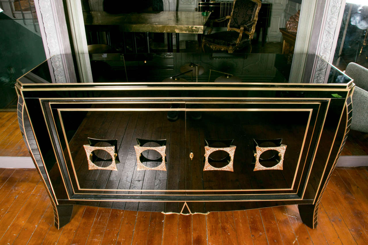 Mid-20th Century Black Mirrored Sideboards