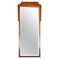 Period Walnut French Art Deco Pier Mirror 10