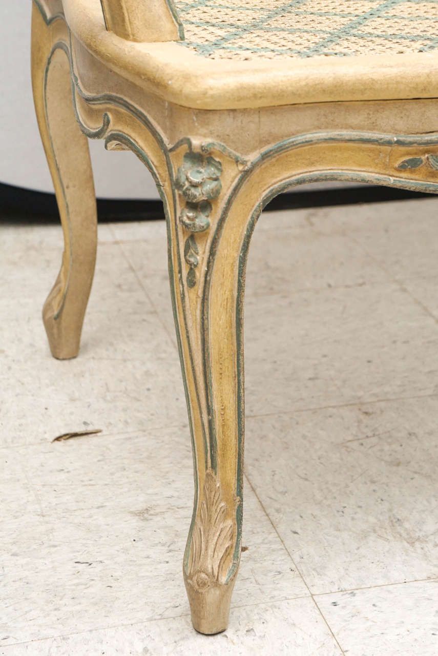 Early 20th Century Louis XV Style Finely Carved Wood and Caned Settee For Sale 2