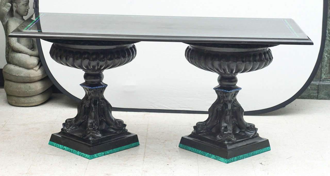 Neoclassical Revival 20th Century Italian Marble and Metal Classical Center Table