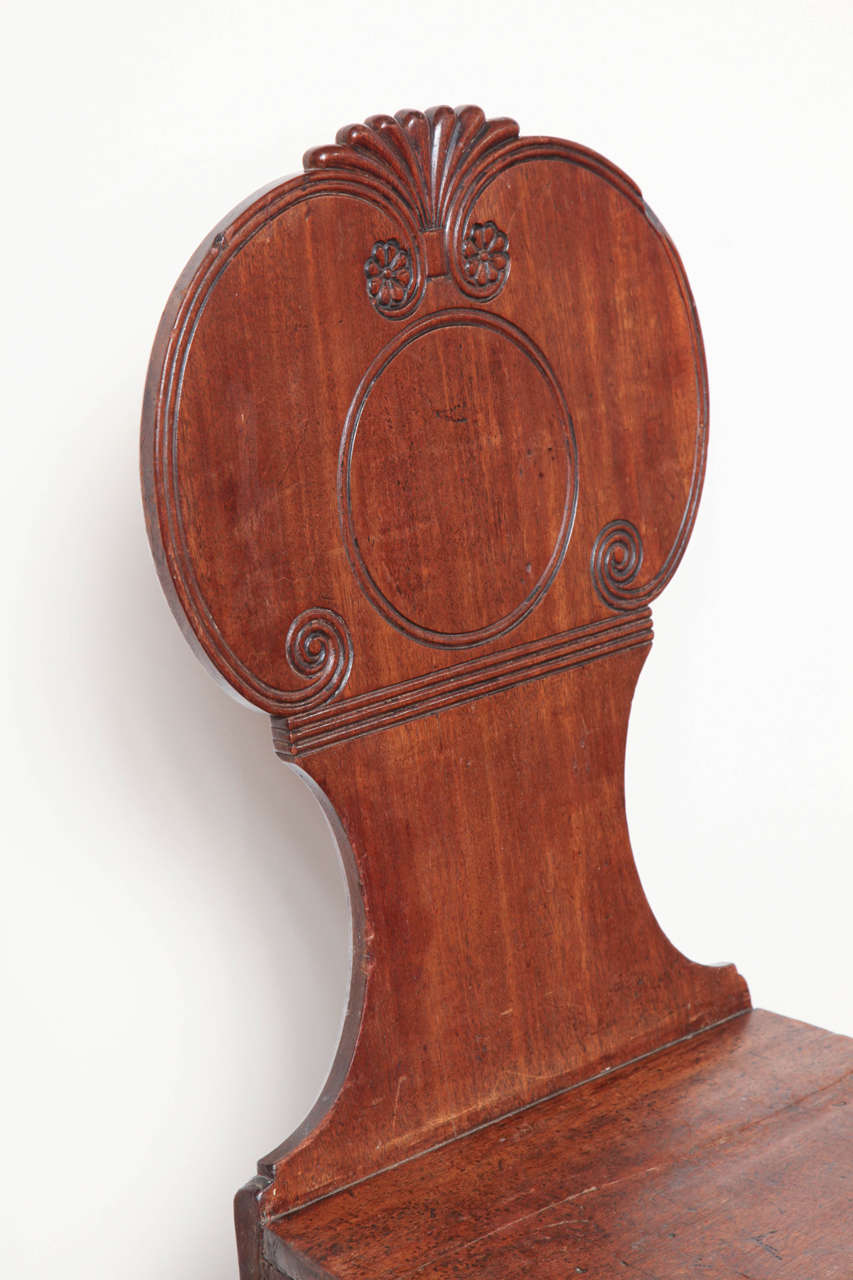 Early 19th Century English Regency Mahogany Hall Chair 1