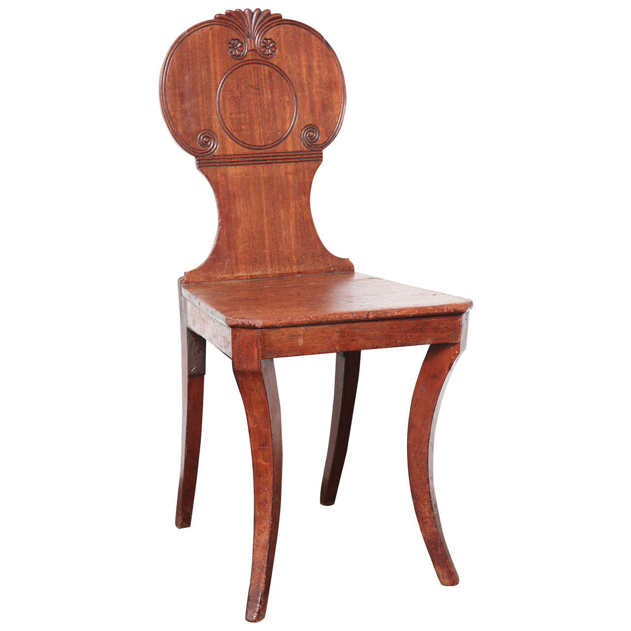 Early 19th Century English Regency Mahogany Hall Chair
