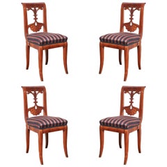 Set of Four Viennese Walnut Chairs, circa 1840