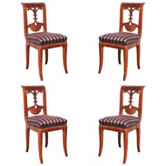 Set of Four Viennese Walnut Chairs, circa 1840