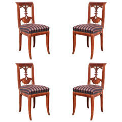 Set of Four Viennese Walnut Chairs, circa 1840 12