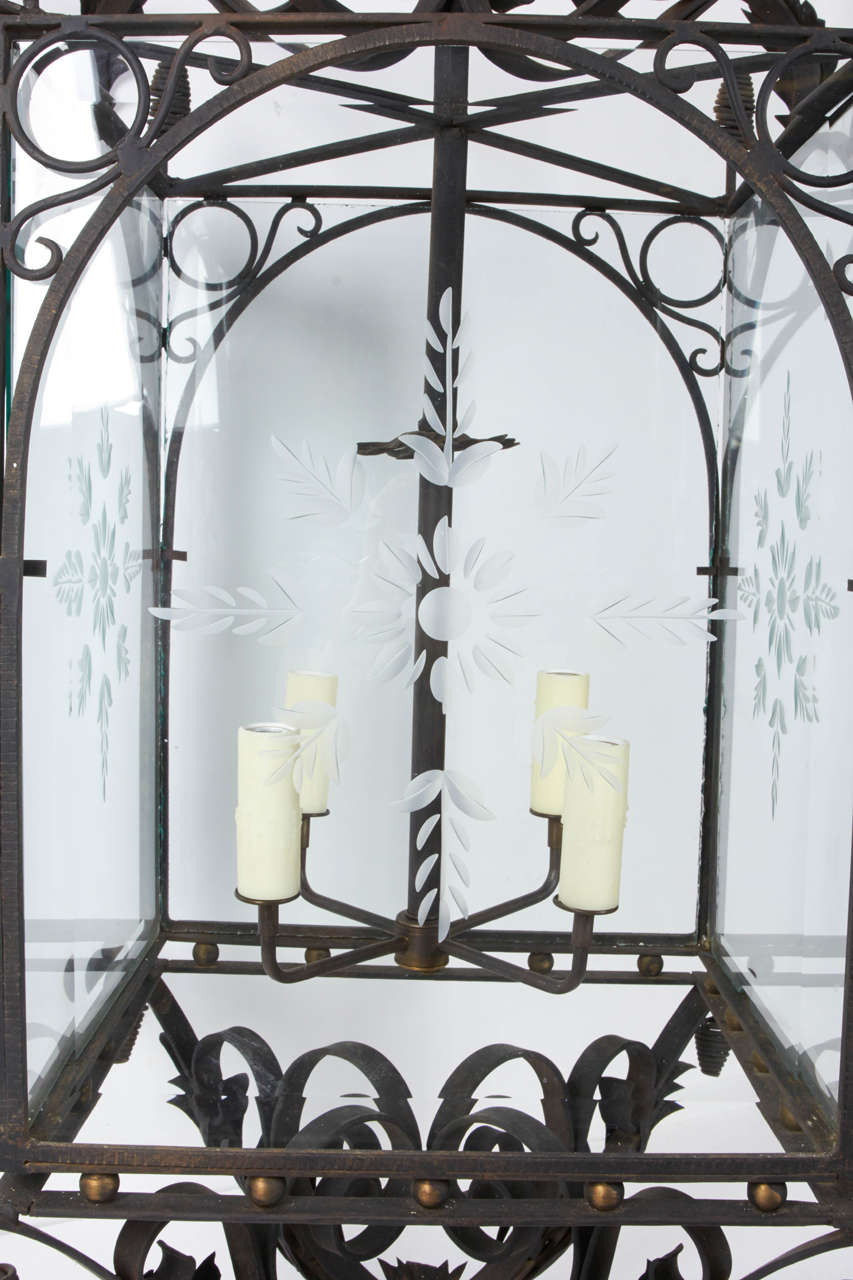 French Wrought Iron Hanging Lantern 1