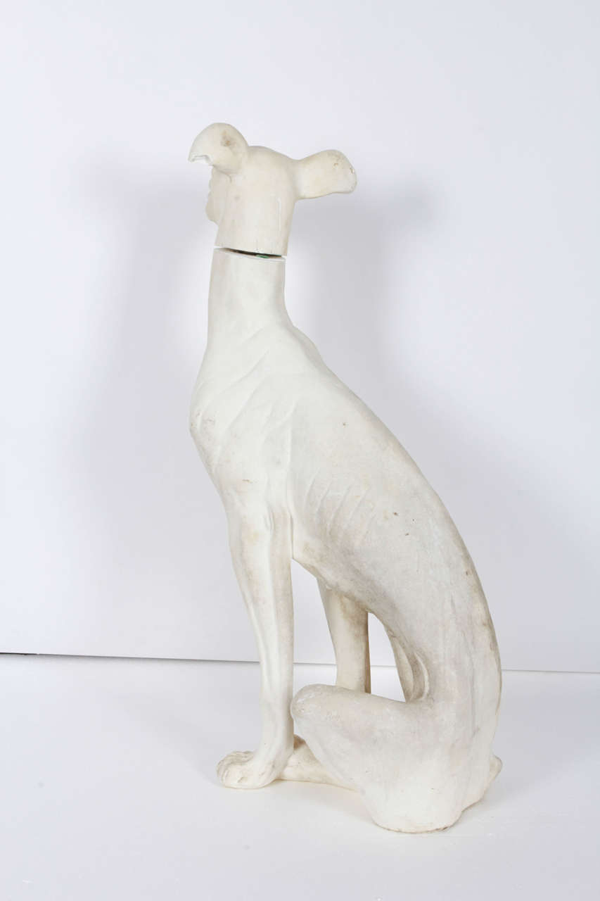 20th Century Vintage Plaster Whippet Dog Sculpture For Sale