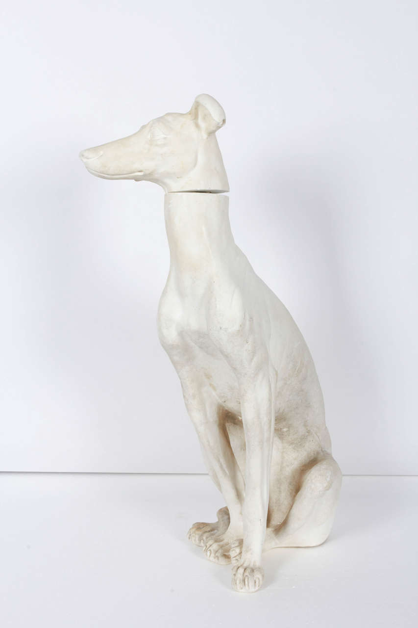 Vintage Plaster Whippet Dog Sculpture For Sale 1