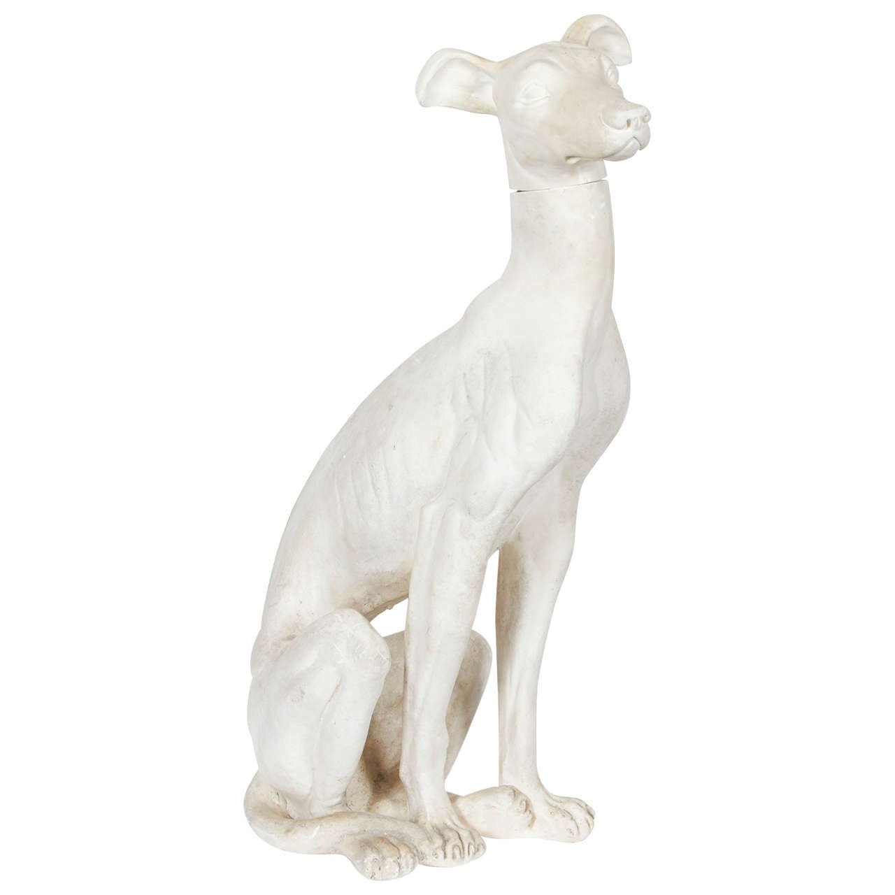 Vintage Plaster Whippet Dog Sculpture For Sale