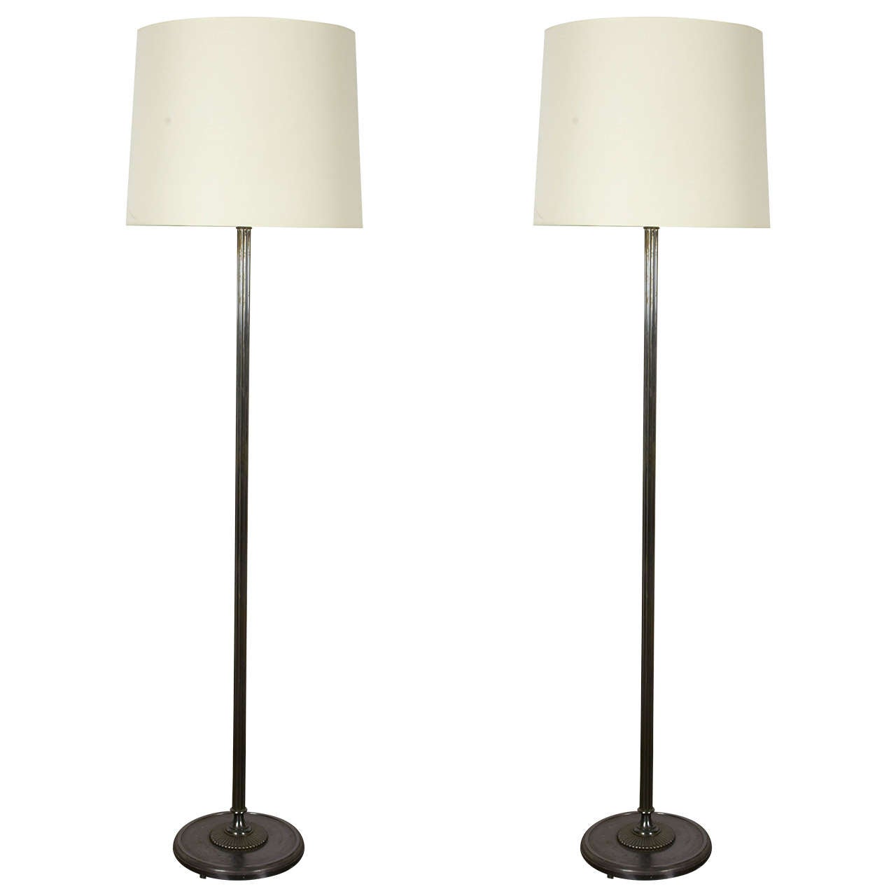 Pair of French Art Deco Bronze Floor Lamps For Sale