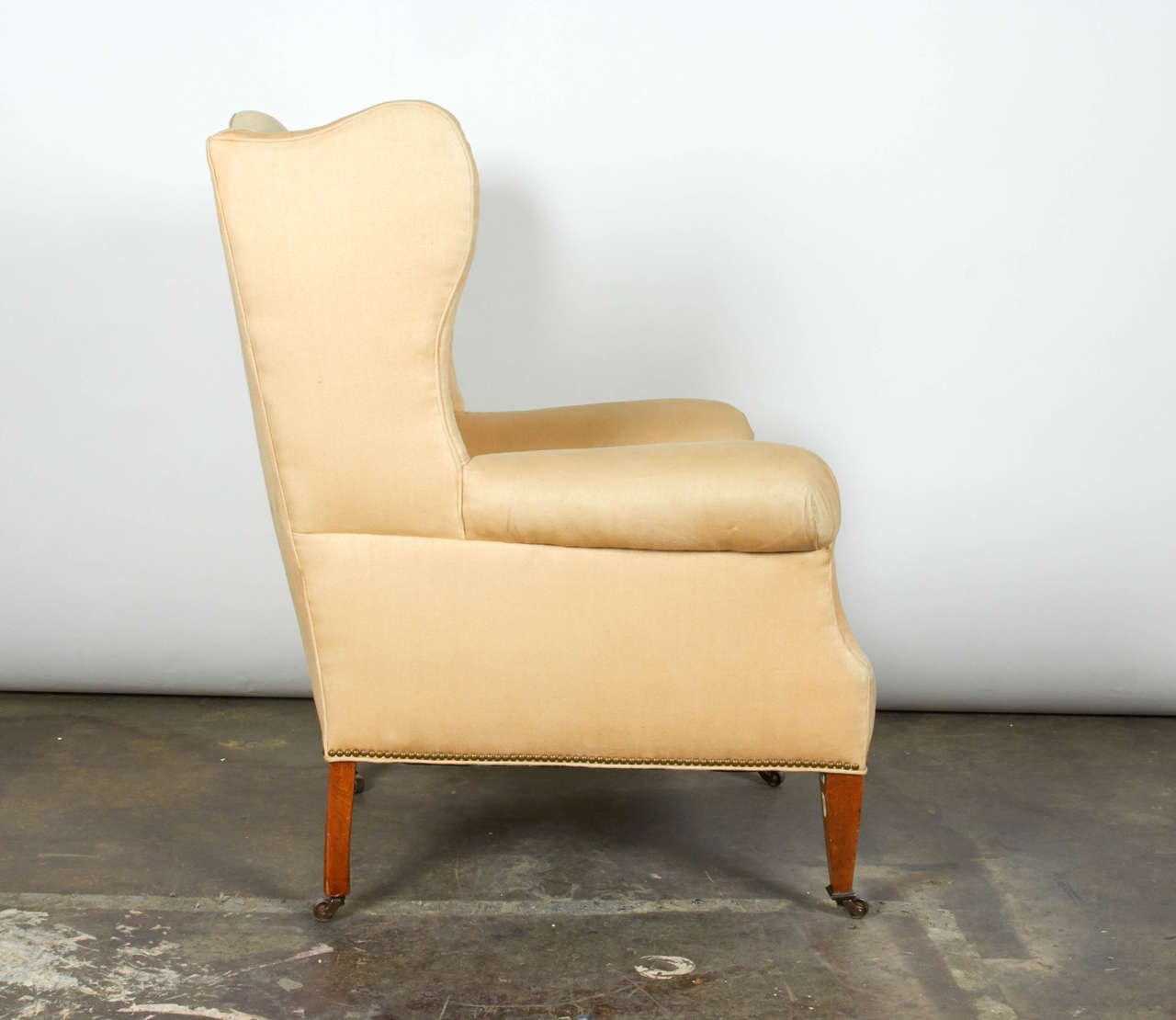 Fabric Hepplewhite Style Wing Chair For Sale