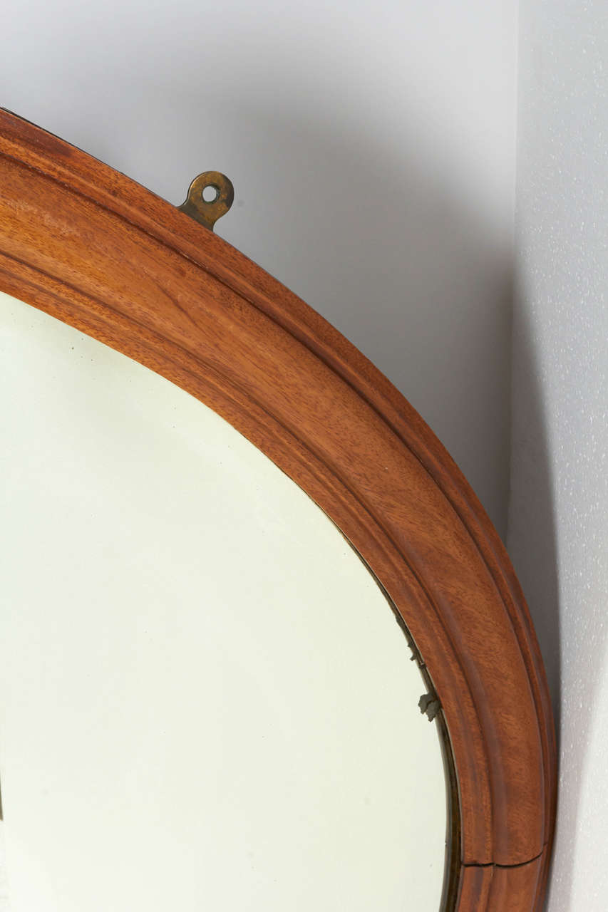 European 19th Century, English Polished Oak Oval Mirror