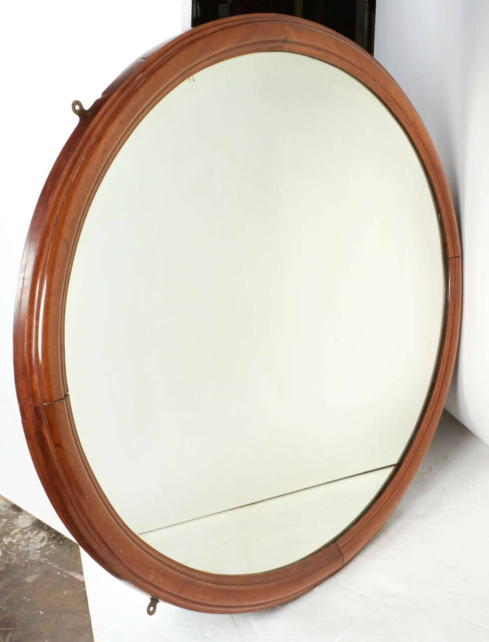 19th Century, English Polished Oak Oval Mirror 1