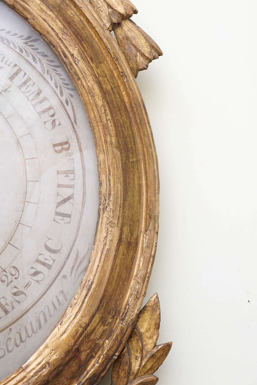 Louis XVI Style Carved Giltwood Thermometer and Barometer In Good Condition In Hudson, NY