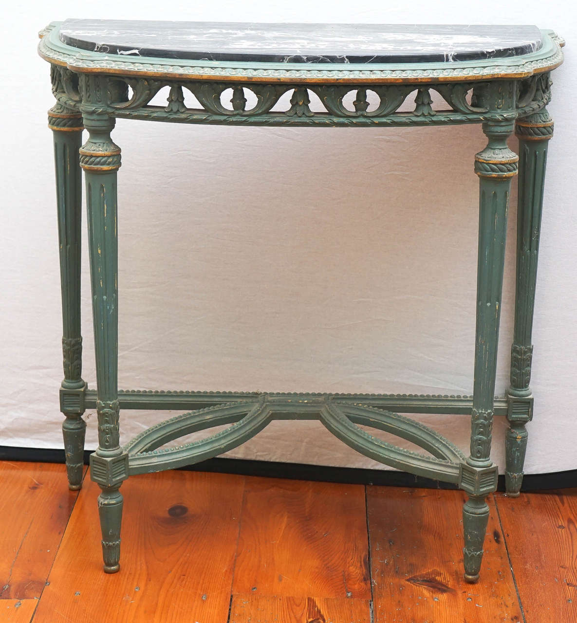Louis XV-Style Painted Console with Marble Inset Top