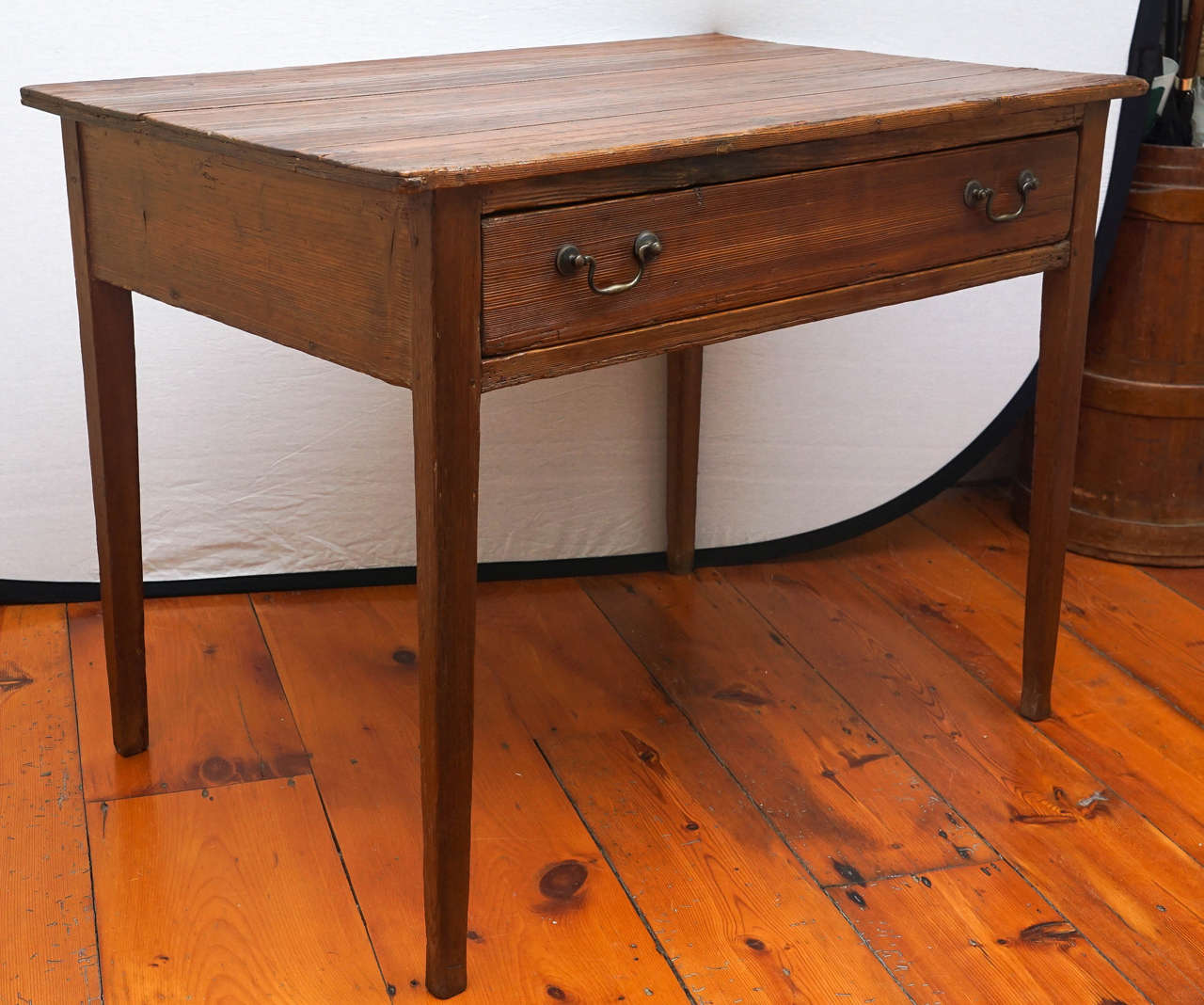 American Pine Single Drawer Side Table at 1stDibs