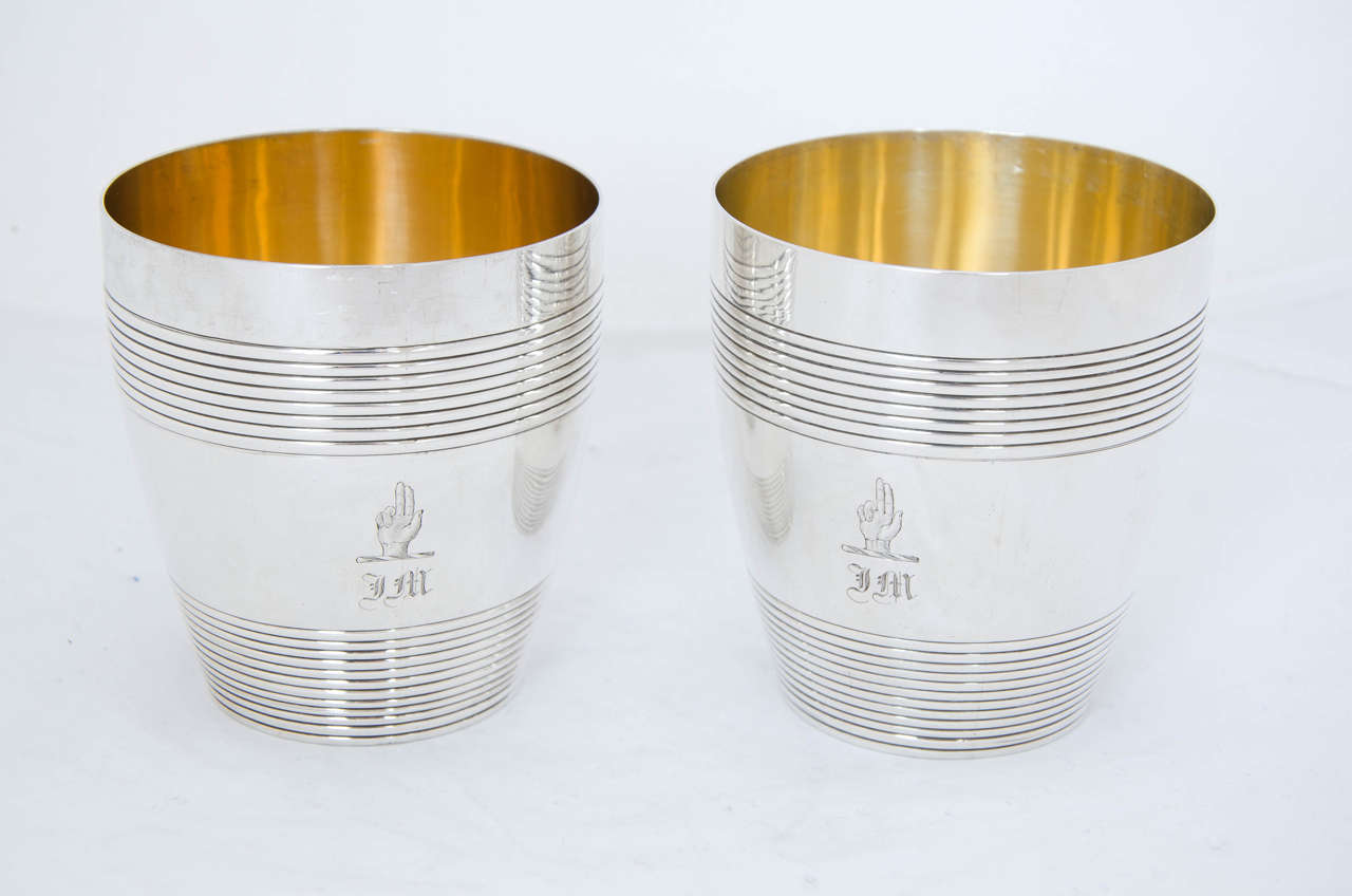 Antique Silver William IV Barrel Beakers In Good Condition In London, GB