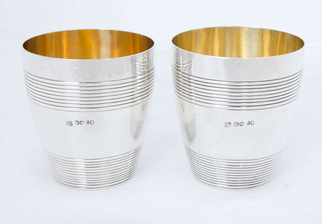 Antique Silver William IV Barrel Beakers 3