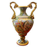 Italian Grand Tour Majolica Urn with Heroic Scenes and Serpent