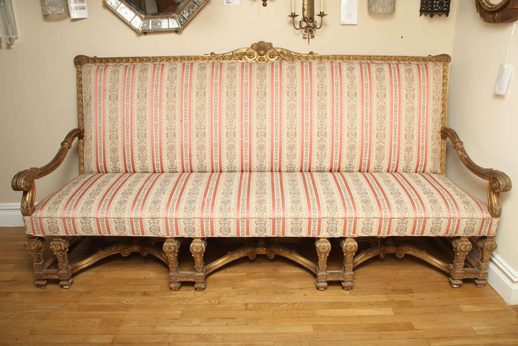A French Louis XIV Style Sofa with Gilt Wood Frame