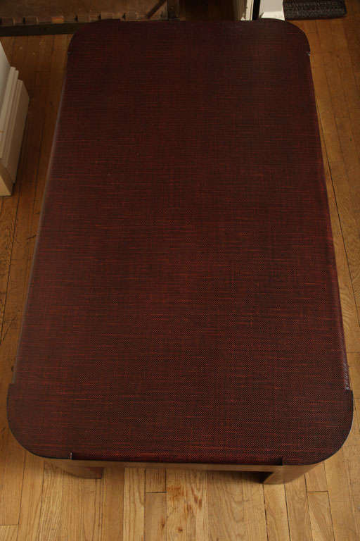 American A Lacquered Linen Coffee Table in the Manner of Karl Springer