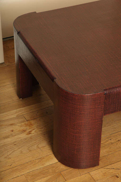 Late 20th Century A Lacquered Linen Coffee Table in the Manner of Karl Springer
