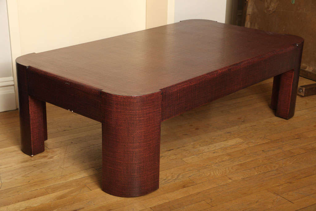 A Lacquered Linen Coffee Table in the Manner of Karl Springer 2