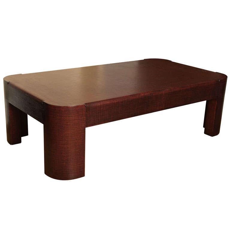 A Lacquered Linen Coffee Table in the Manner of Karl Springer