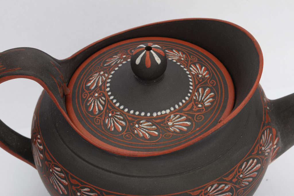 A Rare Wedgwood Encaustic Decorated Basalt Teapot For Sale 2