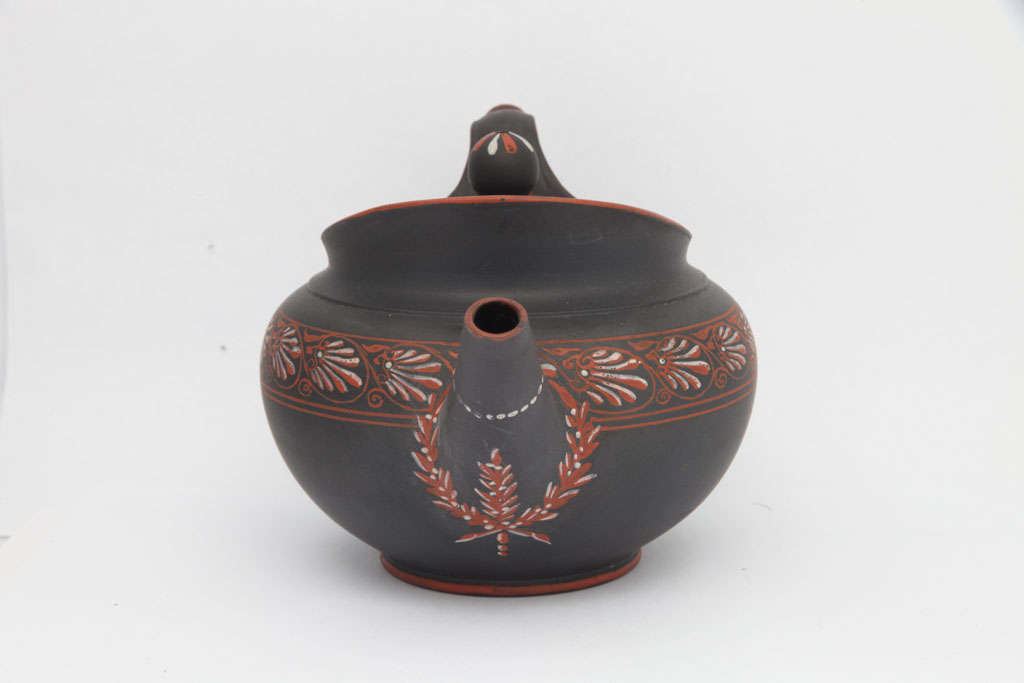 A Rare Wedgwood Encaustic Decorated Basalt Teapot For Sale 3
