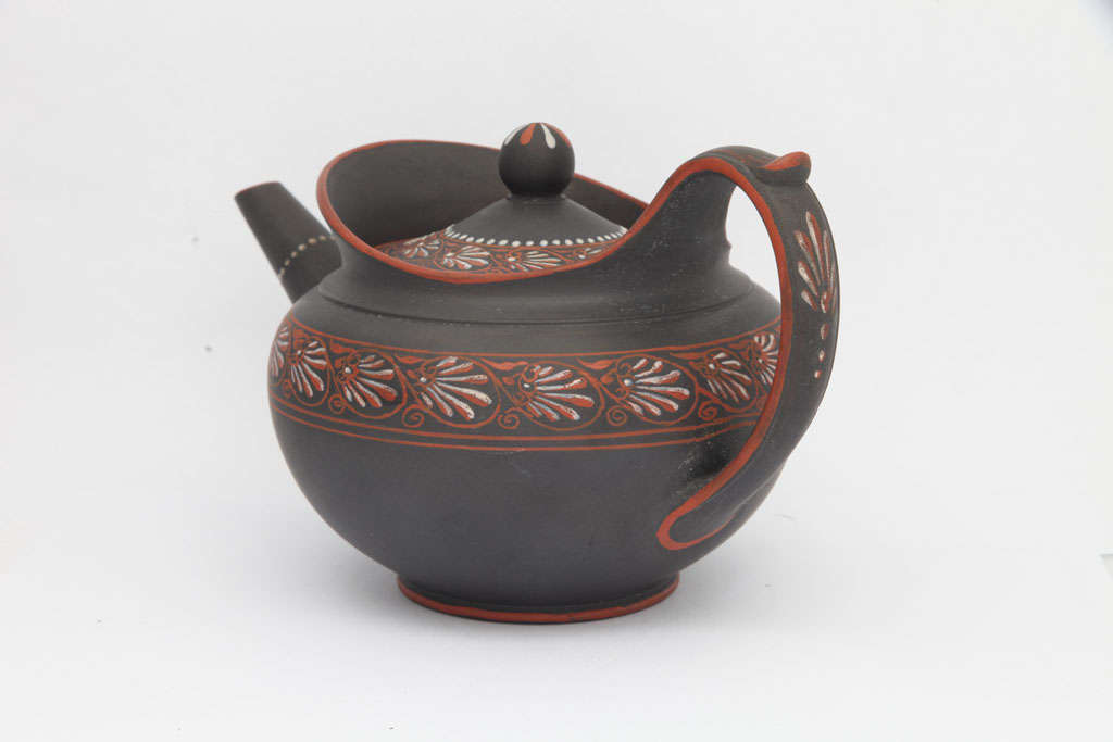A Rare Wedgwood Encaustic Decorated Basalt Teapot For Sale 4