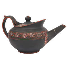 A Rare Wedgwood Encaustic Decorated Basalt Teapot
